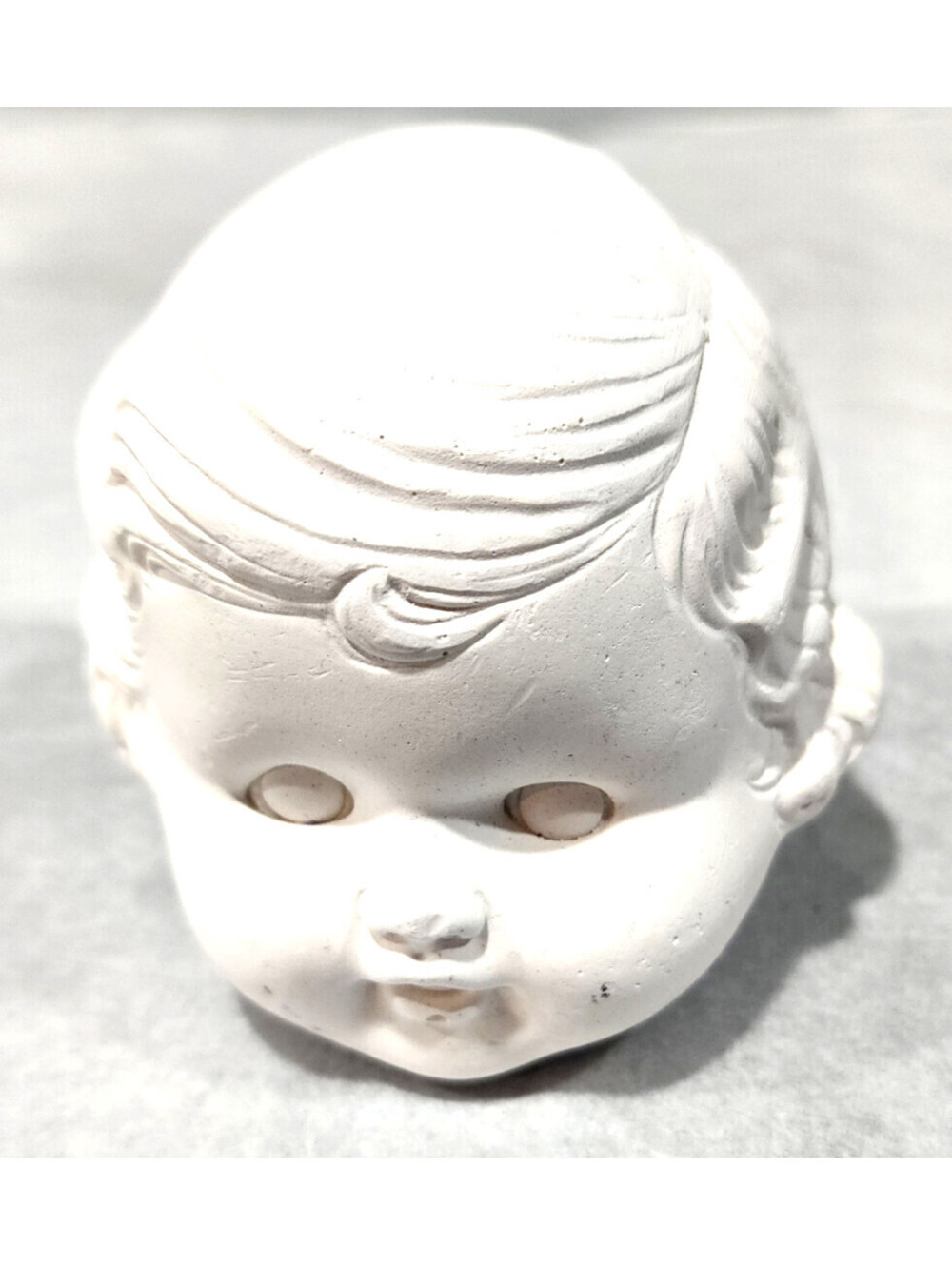 Vintage White Ceramic Bisque Doll Head Blank Unpainted Plaster Mold Craft 3x5